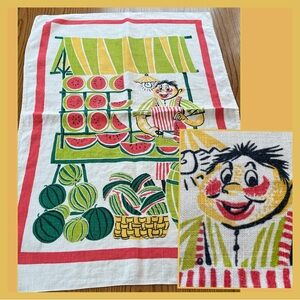 🍉 MCM Era Italian Tea Towel Cheeky Watermelon Seller Fruit Stand 🍉 Made in Italy